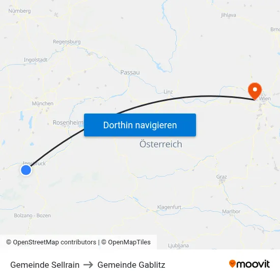 Gemeinde Sellrain to Gemeinde Gablitz map