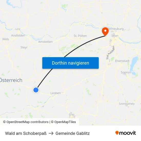 Wald am Schoberpaß to Gemeinde Gablitz map
