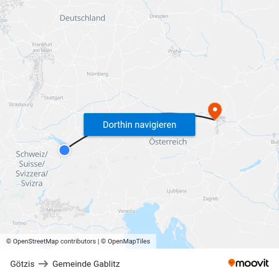 Götzis to Gemeinde Gablitz map