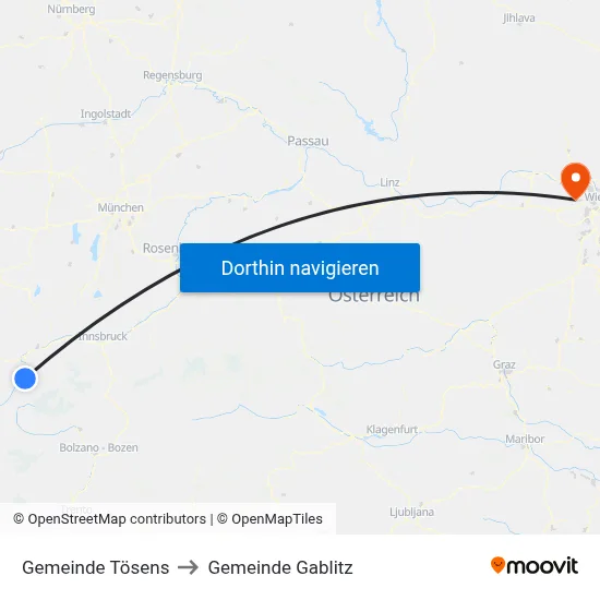 Gemeinde Tösens to Gemeinde Gablitz map