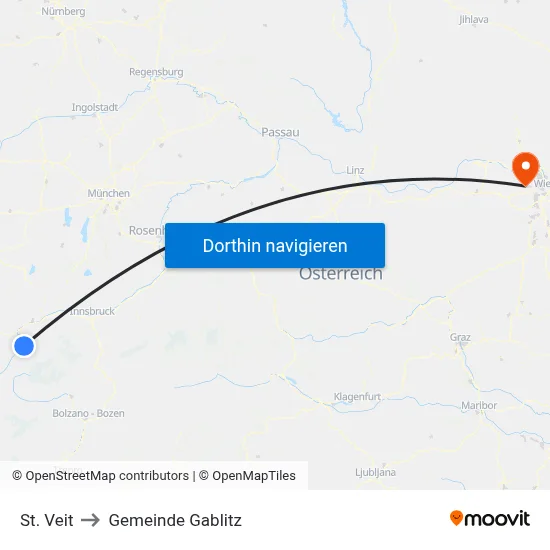 St. Veit to Gemeinde Gablitz map