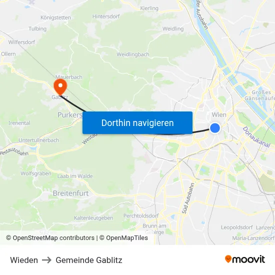 Wieden to Gemeinde Gablitz map