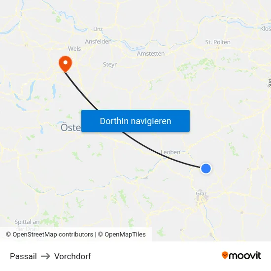 Passail to Vorchdorf map