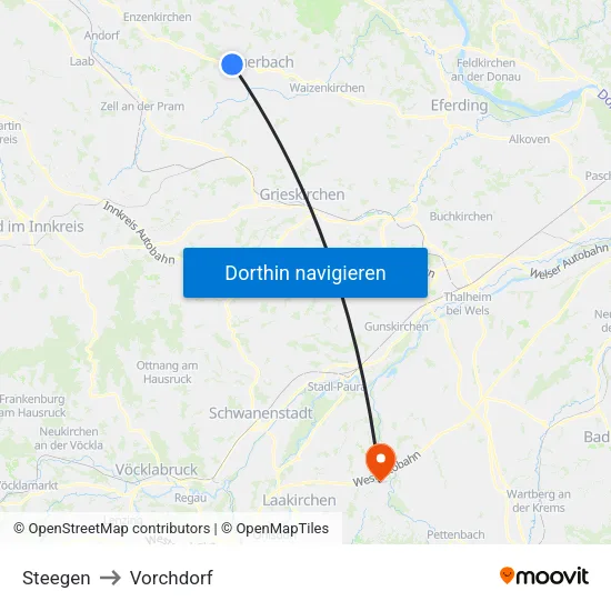 Steegen to Vorchdorf map