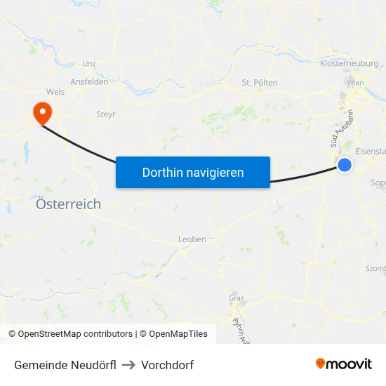 Gemeinde Neudörfl to Vorchdorf map