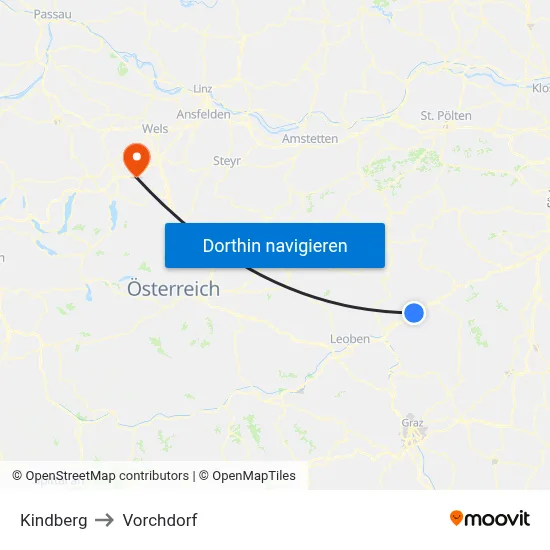 Kindberg to Vorchdorf map