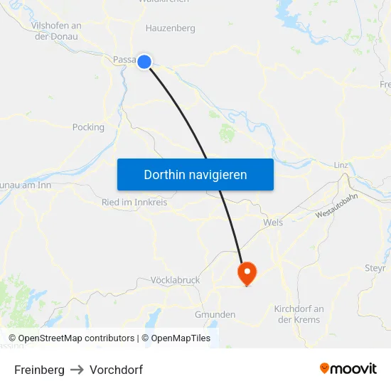 Freinberg to Vorchdorf map