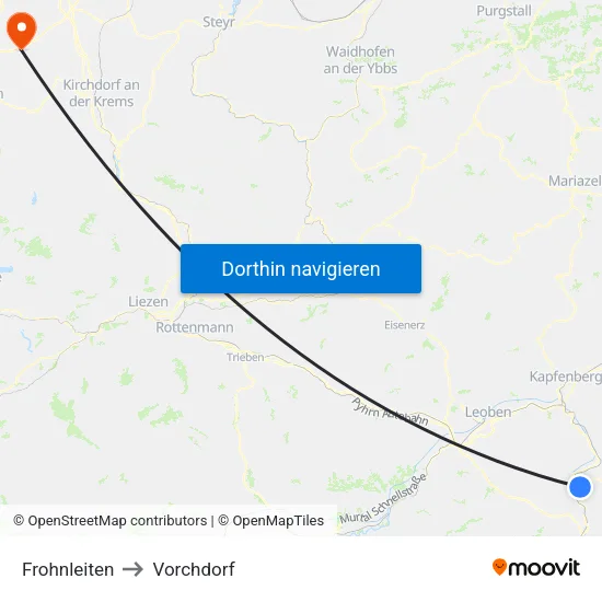 Frohnleiten to Vorchdorf map