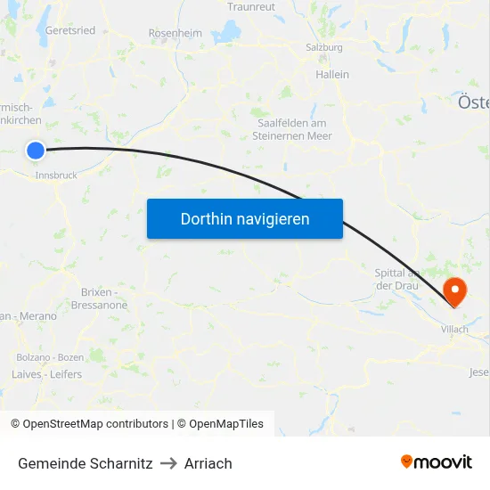 Gemeinde Scharnitz to Arriach map