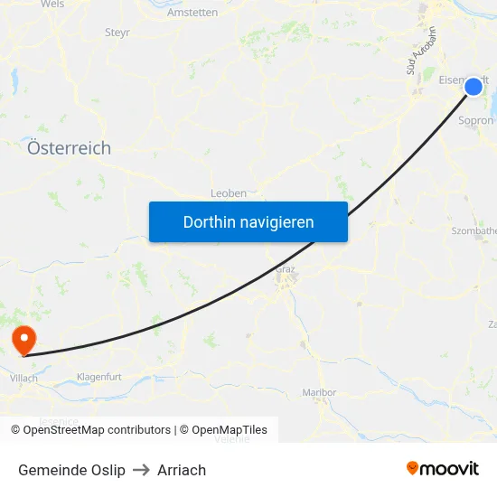 Gemeinde Oslip to Arriach map