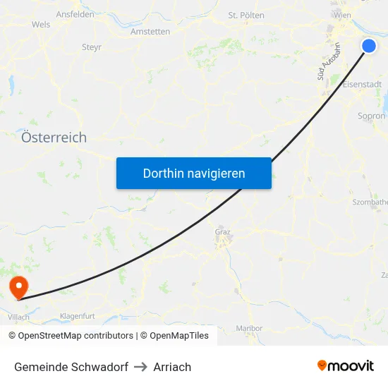 Gemeinde Schwadorf to Arriach map