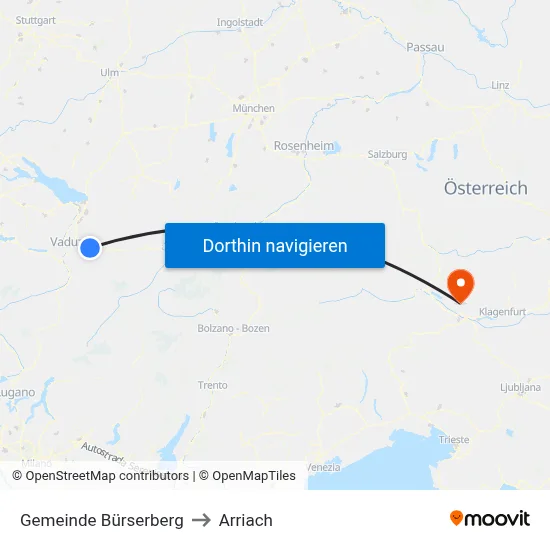 Gemeinde Bürserberg to Arriach map