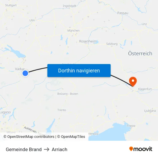 Gemeinde Brand to Arriach map