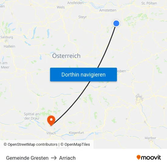 Gemeinde Gresten to Arriach map