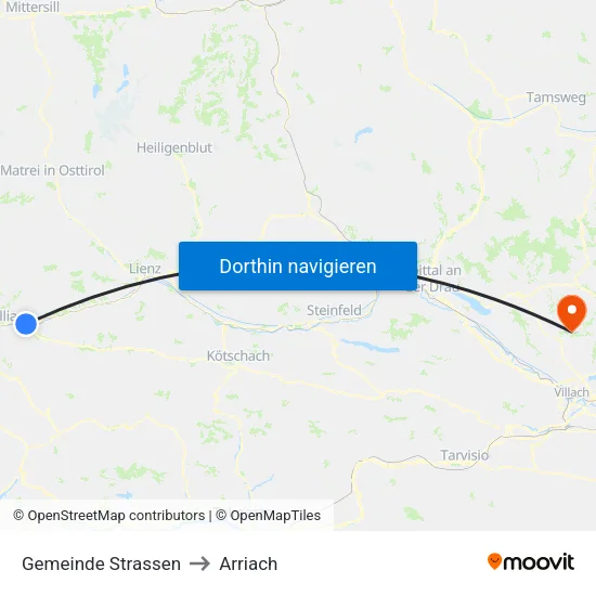 Gemeinde Strassen to Arriach map