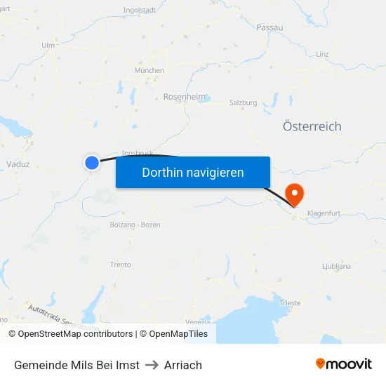 Gemeinde Mils Bei Imst to Arriach map