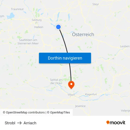 Strobl to Arriach map