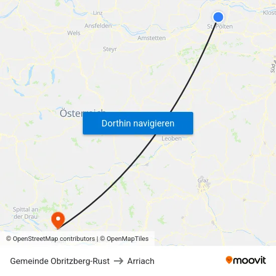 Gemeinde Obritzberg-Rust to Arriach map