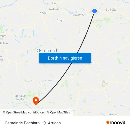 Gemeinde Pöchlarn to Arriach map