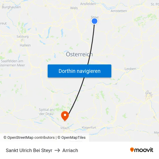 Sankt Ulrich Bei Steyr to Arriach map