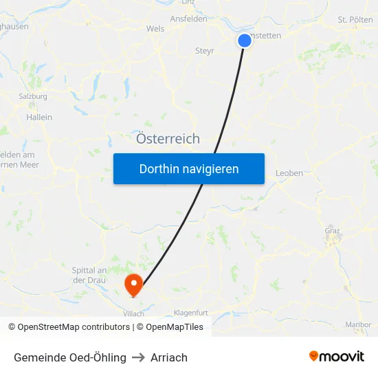 Gemeinde Oed-Öhling to Arriach map