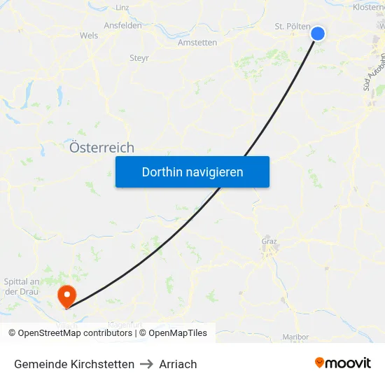 Gemeinde Kirchstetten to Arriach map