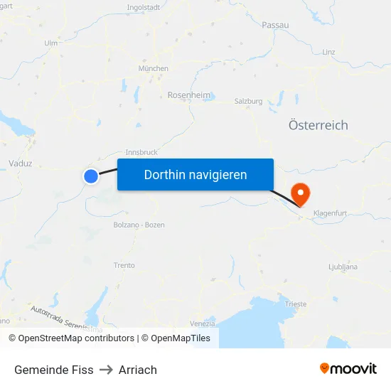 Gemeinde Fiss to Arriach map