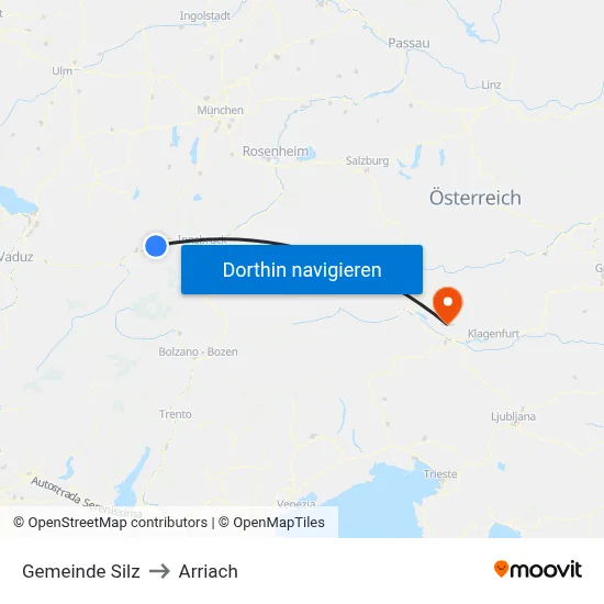 Gemeinde Silz to Arriach map