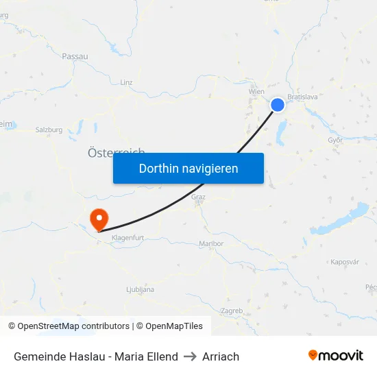 Gemeinde Haslau - Maria Ellend to Arriach map
