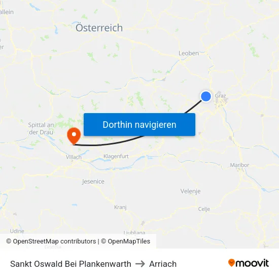 Sankt Oswald Bei Plankenwarth to Arriach map