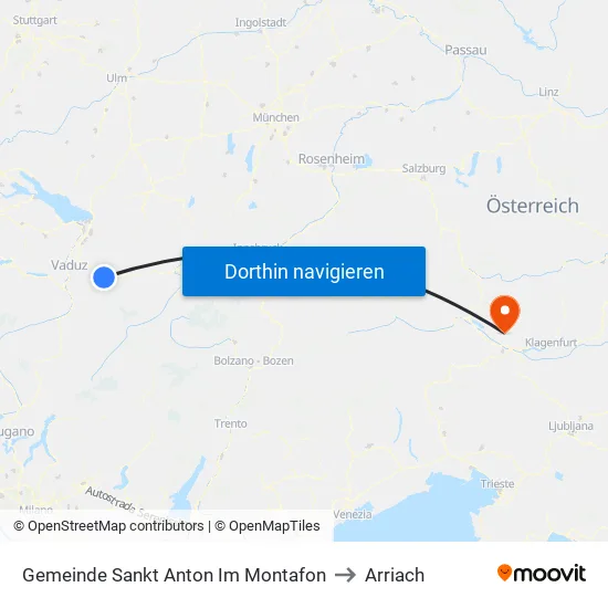 Gemeinde Sankt Anton Im Montafon to Arriach map