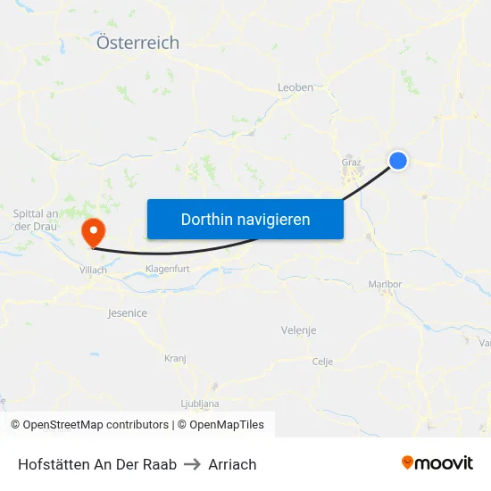 Hofstätten An Der Raab to Arriach map