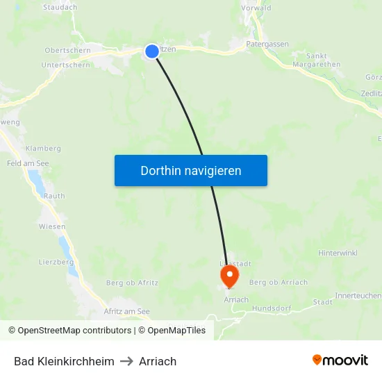 Bad Kleinkirchheim to Arriach map