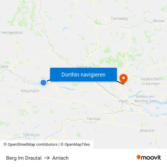 Berg Im Drautal to Arriach map