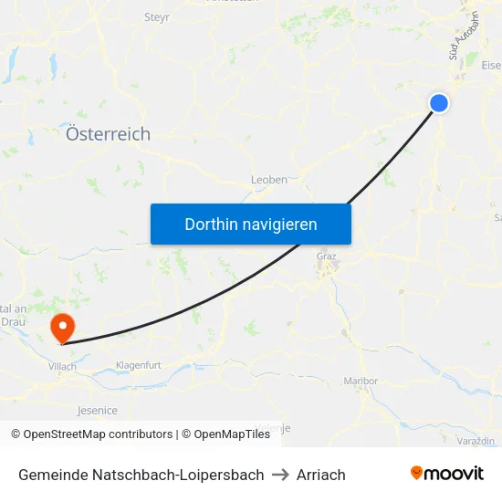 Gemeinde Natschbach-Loipersbach to Arriach map