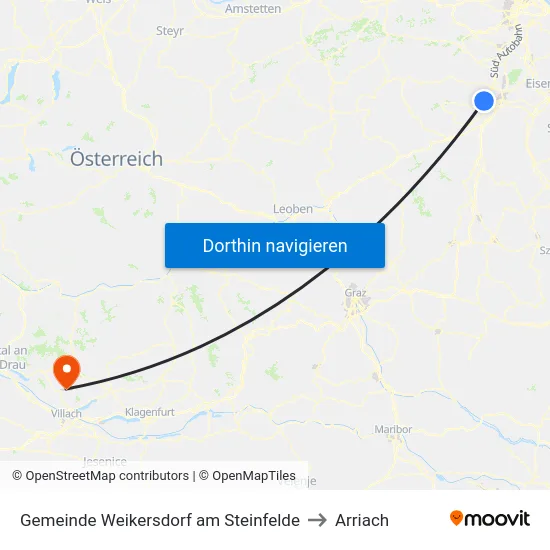 Gemeinde Weikersdorf am Steinfelde to Arriach map