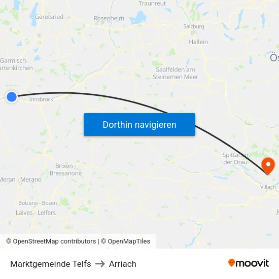 Marktgemeinde Telfs to Arriach map