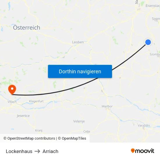 Lockenhaus to Arriach map