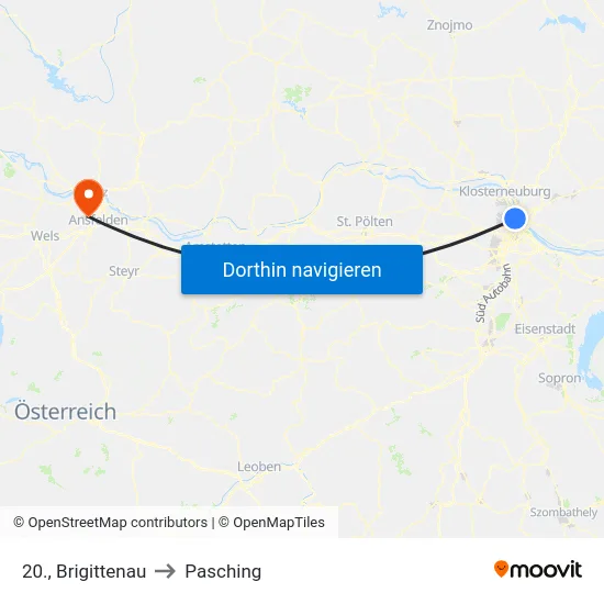 20., Brigittenau to Pasching map