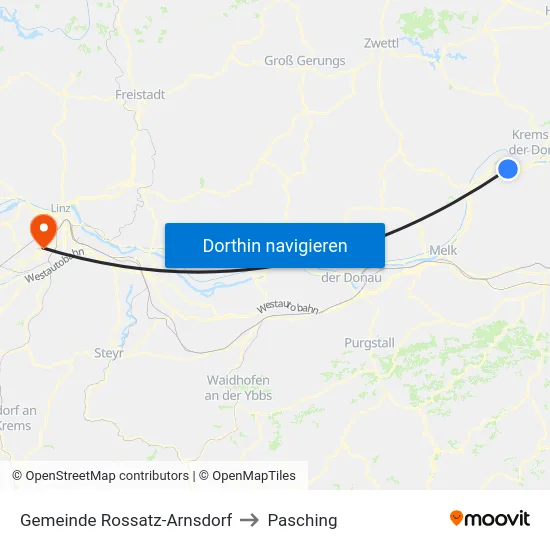 Gemeinde Rossatz-Arnsdorf to Pasching map