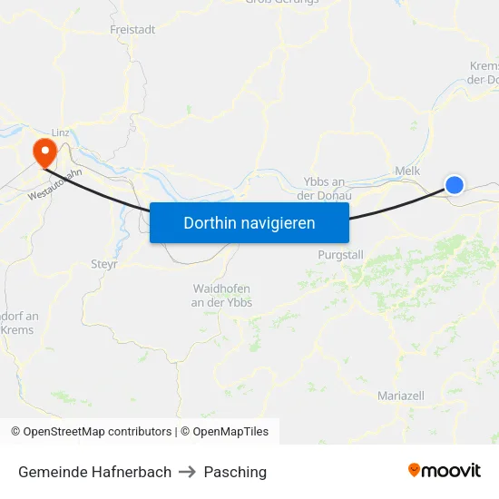 Gemeinde Hafnerbach to Pasching map
