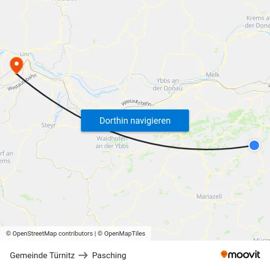 Gemeinde Türnitz to Pasching map