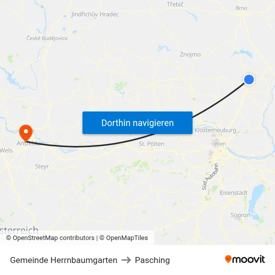 Gemeinde Herrnbaumgarten to Pasching map