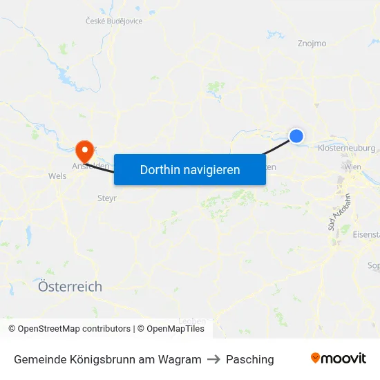 Gemeinde Königsbrunn am Wagram to Pasching map