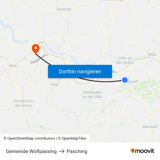 Gemeinde Wolfpassing to Pasching map