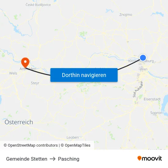 Gemeinde Stetten to Pasching map