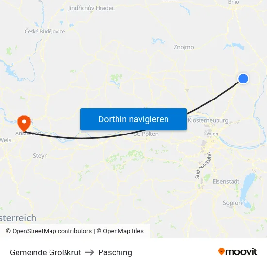 Gemeinde Großkrut to Pasching map
