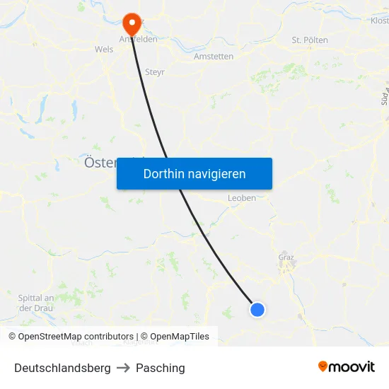 Deutschlandsberg to Pasching map
