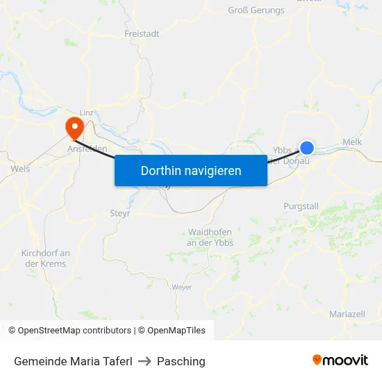 Gemeinde Maria Taferl to Pasching map