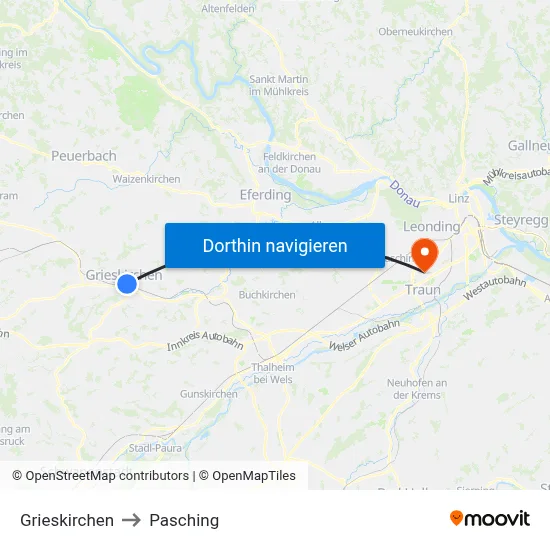 Grieskirchen to Pasching map